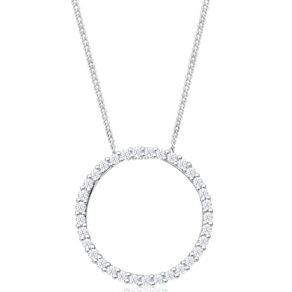 9ct Gorgeous White Gold  Circle of Life 1 4 Carat Diamond Pendant With Chain For Cheap