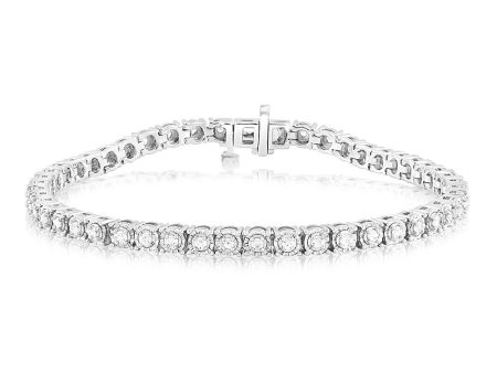 Sterling Silver 0.95 Carat  Diamond 18cm Tennis Bracelet with Brilliant Cut Diamonds Fashion