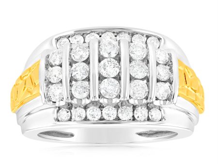 1.5 Carat Diamond Gents Ring in 10ct Yellow & White Gold on Sale