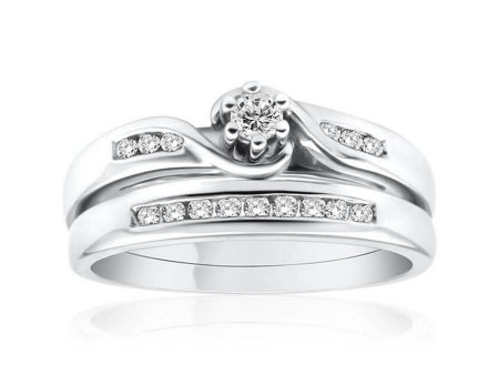 9ct White Gold 2 Ring Bridal Set With 1 4 Carat Diamond Supply