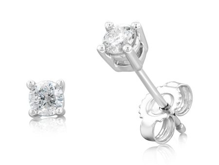 1 4 Carat Diamond Solitaire Earrings in Sterling Silver For Sale