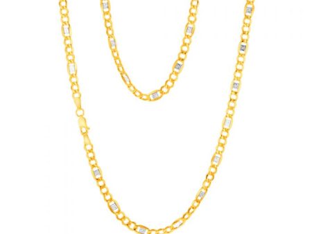 9ct White And Yellow Gold Silverfilled Figra Curb With Greek Link 55cm Two Tone Chain Supply