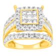 9ct Yellow Gold 2 Carat Diamond Cushion Shape Cluster Ring Online