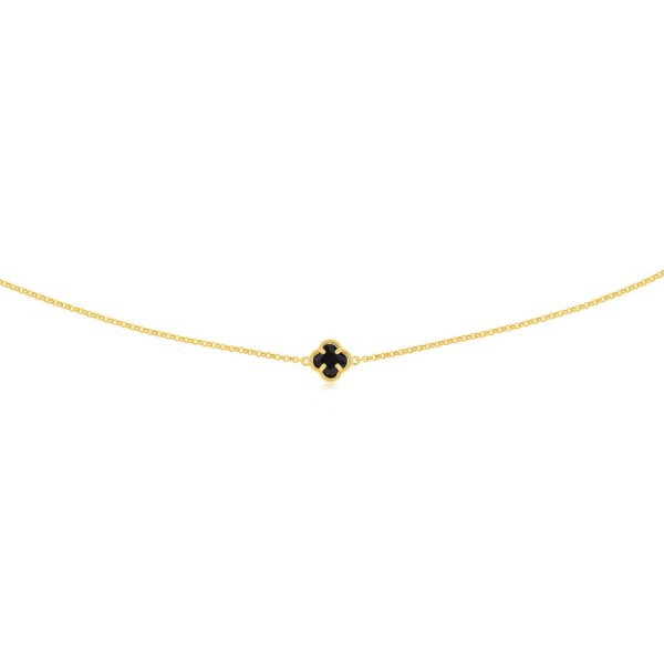 9ct Yellow Gold Silverfilled Black Flower 45cm Chain Cheap