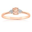 9ct Rose Gold Morganite Ring with Diamonds Hot on Sale