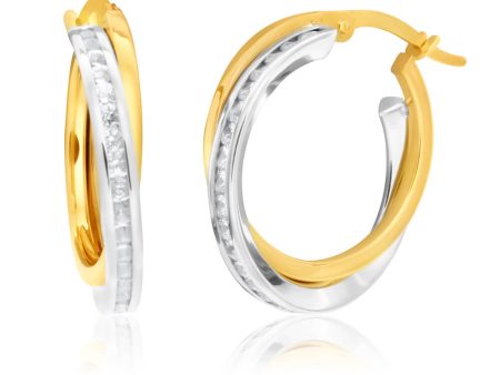 9ct White Gold Silver Filled Cubic Zirconia Hoop Earrings Discount