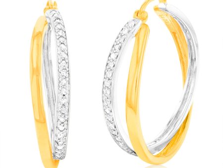 1 2 Carat Diamond Hoop Earrings in Gold Plated Silver Online now