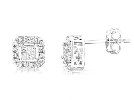 1 4 Carat Diamond Stud Earrings in 10ct White Gold For Sale