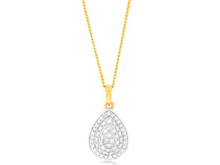 1 4Carat Pear Shaped Diamond Pendant in 9ct Yellow Gold Hot on Sale