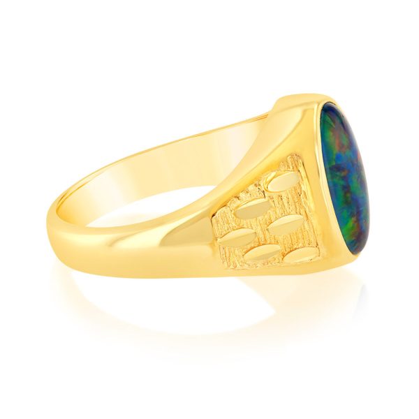 9ct Yellow Gold 14x10MM Triplet Opal Gents Ring Online