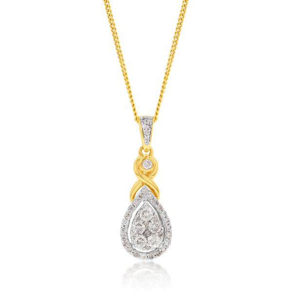 9ct Yellow Gold 1 2 Carat Diamond Pear Shaped Pendant Online Hot Sale