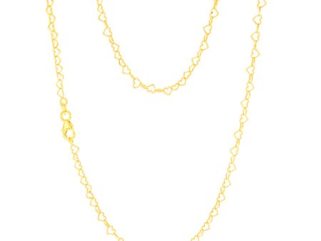 9ct Yellow Gold Fancy Heart 45cm Chain For Sale