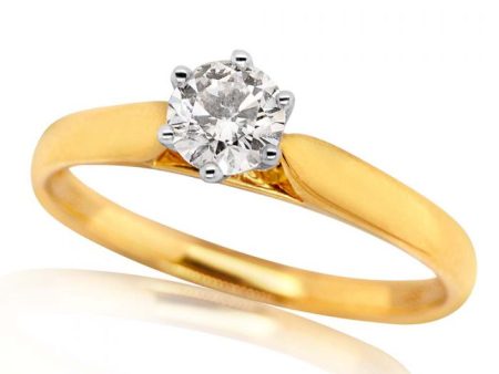 18ct Yellow Gold & White Gold Certified Diamond Ring With 0.5 Carats Of Diamonds Online Hot Sale