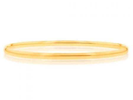 9ct Yellow Gold 3mm Half Round 65mm Bangle For Cheap