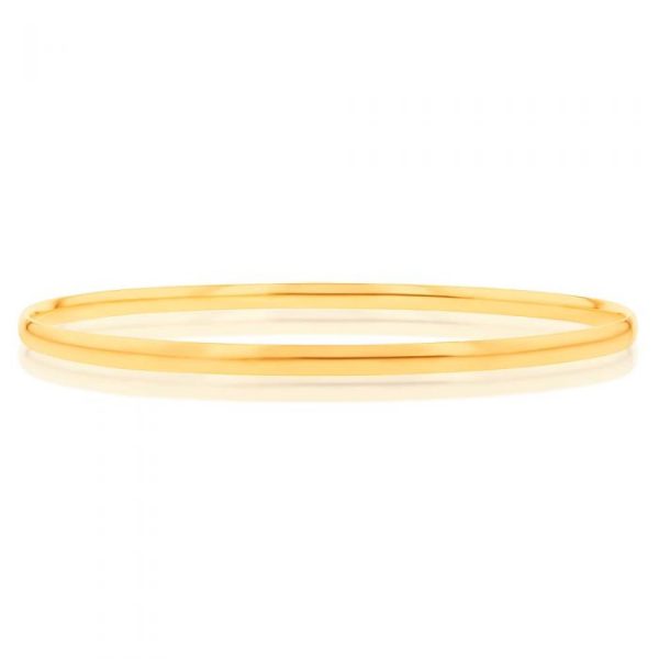 9ct Yellow Gold 3mm Half Round 65mm Bangle For Cheap