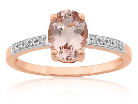 9ct Rose Gold Morganite & Diamond Ring Online Hot Sale