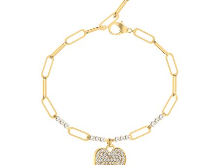 Guess Stainless Steel Gold Plated Pave Heart Crystal Bracelet Supply