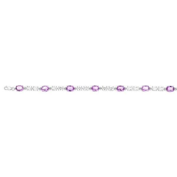 7 Amethyst & 35 Cubic Zirconia Bracelet in Sterling Silver Online