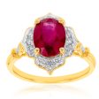 9ct Yellow Gold 2.70ct Natural Enhanced Ruby and Diamond Ring For Cheap