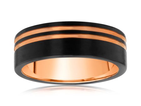 Black And Rose Gold 8mm Tungsten Ring Online Sale