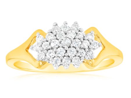 1 4 Carat Diamond Cluster Ring in 9ct Yellow Gold Supply