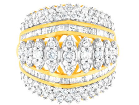 10ct Yellow Gold 2 Carat Diamond Ring with Taper and Round Brilliant Cut Diamonds Online