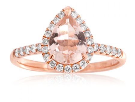 9ct Rose Gold 1.50 Carat Morganite & 0.30 Carat Diamond Ring For Sale