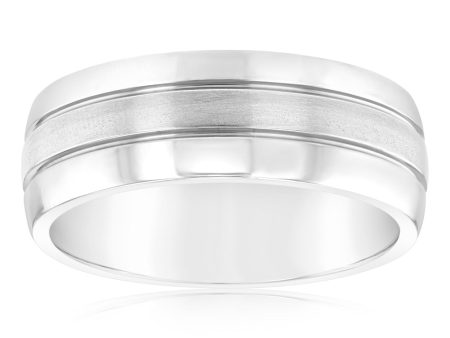 Forte Stainless Steel Stripped 7.9mm Wide Ring on Sale