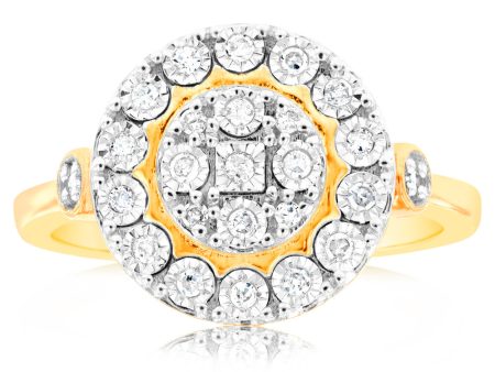 9ct Yellow Gold 0.15 Carat Diamond Ring with 25 Diamonds Online Hot Sale