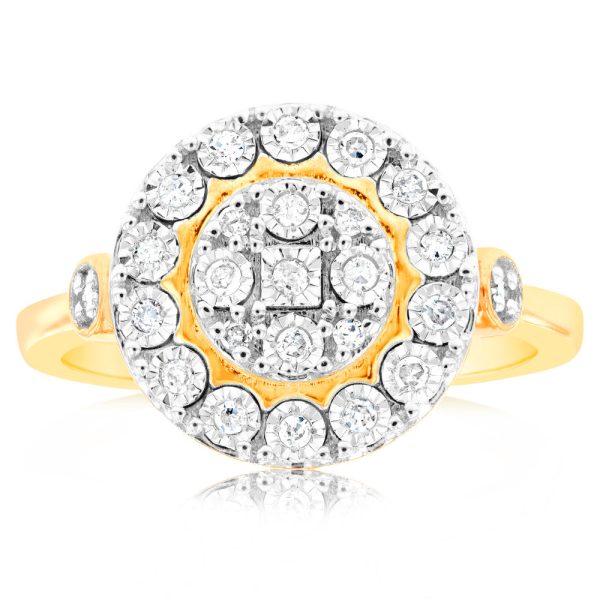 9ct Yellow Gold 0.15 Carat Diamond Ring with 25 Diamonds Online Hot Sale