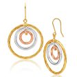 9ct Yellow Gold Silver Filled Three Tone Three Circle Drop Earrings on Sale