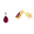 9ct Yellow Gold 1.68ct Natural Enhanced Ruby and Diamond Studs Discount