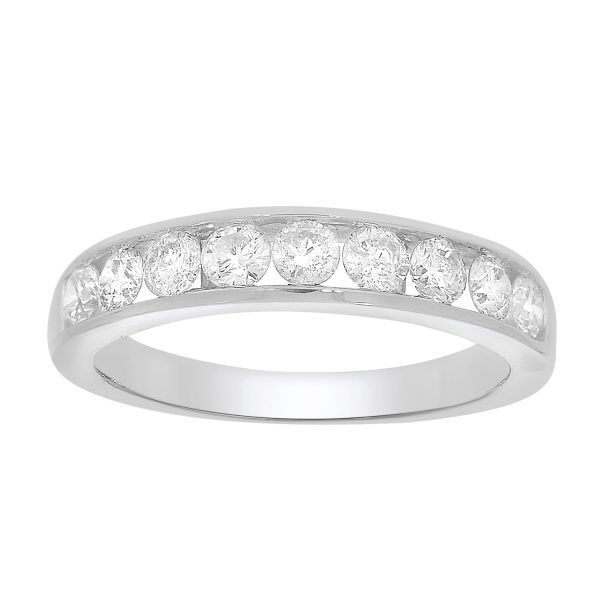 9ct White Gold 1 Carat Diamond Ring with 9  Diamonds in Channel setting Fashion