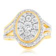 1Carat Luminesce Lab Grown 93Brilliant cut & 44Tappered cut Diamonds in 9ct Yellow gold Fashion