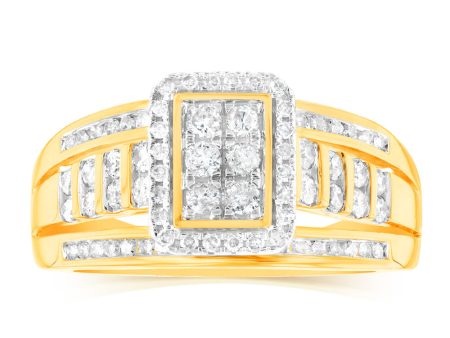 9ct Yellow Gold 1 2 Carat Diamond Ring set with 86 Round Brilliant Cut Diamonds Online