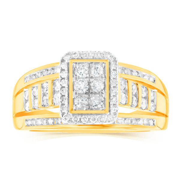 9ct Yellow Gold 1 2 Carat Diamond Ring set with 86 Round Brilliant Cut Diamonds Online