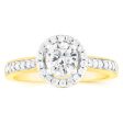 14ct Yellow Gold 1 Carat Brilliant Cut Diamond Halo Solitaire Ring with Diamonds on Shank For Cheap