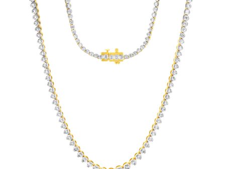 14ct Yellow Gold 5 Carats Diamond Necklace with 139 Brilliant Diamonds 43cm Sale