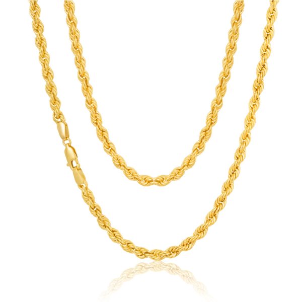 9ct Yellow Gold Silverfilled 45cm Rope Chain on Sale