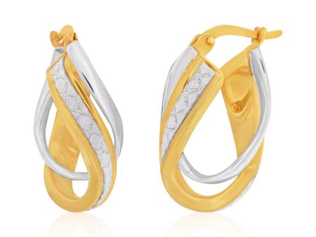 9ct Yellow Gold Silver Filled Stardust Double Twist Hoop Earrings Fashion