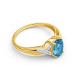 9ct Yellow Gold Oval Blue Topaz + Diamond Ring Online