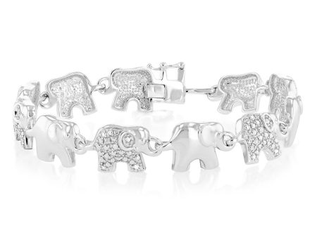 14 Diamonds Elephant 19.5cm Bracelet in Sterling Silver Hot on Sale