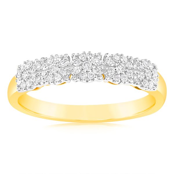 9ct Yellow Gold 1 6 Carat Diamond Ring with 45 Brilliant Cut Diamonds Online now