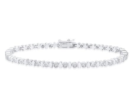 Sterling Silver 1 4 Carat 18.5cm Diamond Bracelet For Cheap