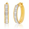 9ct Yellow Gold Silver Filled Stardust 15mm Hoop EArrings Online now