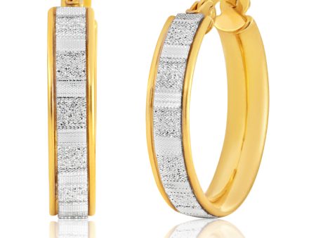 9ct Yellow Gold Silver Filled Stardust 15mm Hoop EArrings Online now