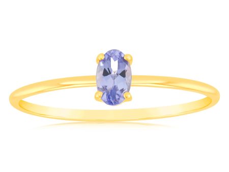 1 Oval Tanzanite 5x3mm in 9ct Yellow Gold Online