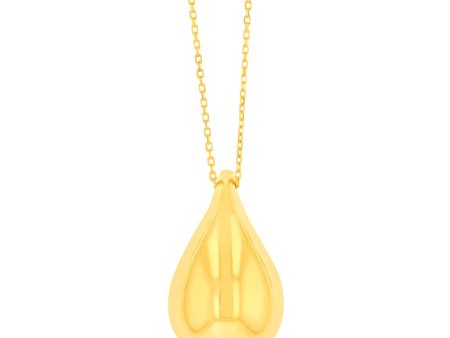 9ct Yellow Gold Silver filled Polished Tear Drop Pendant On Chain For Sale