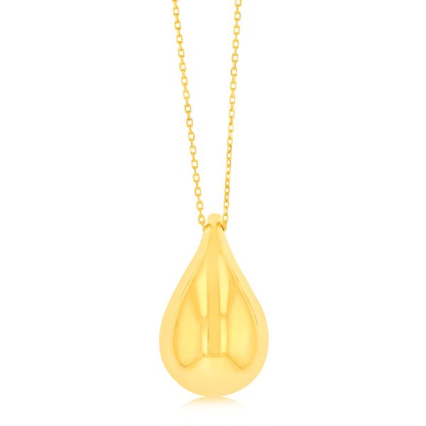 9ct Yellow Gold Silver filled Polished Tear Drop Pendant On Chain For Sale