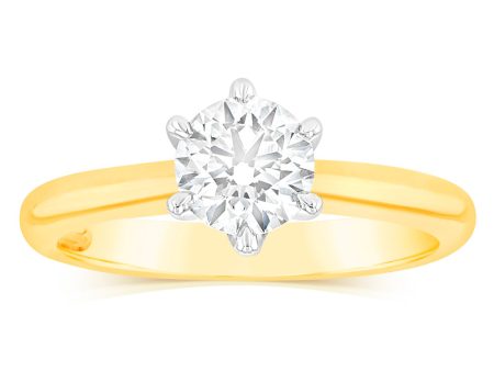 18ct 0.70 Carat Diamond Solitaire Ring with 6 Claw Knife Edge Setting Discount